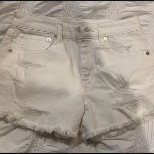 White Cutoff American Eagle Shorts.